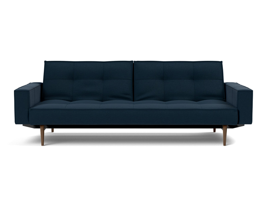 Canapea extensibila cu brate Splitback Styletto Dark Wood 115x210cm, tesatura la alegere #material_528-mixed-dance-blue