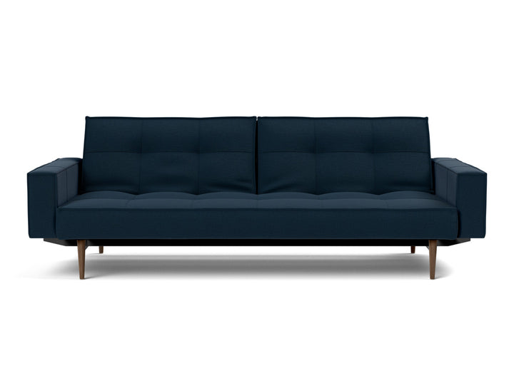 Canapea extensibila cu brate Splitback Styletto Dark Wood 115x210cm, tesatura la alegere #material_528-mixed-dance-blue