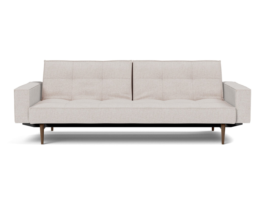 Canapea extensibila cu brate Splitback Styletto Dark Wood 115x210cm, tesatura la alegere #material_300-weda-sand