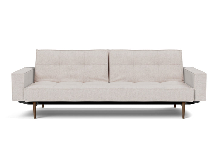 Canapea extensibila cu brate Splitback Styletto Dark Wood 115x210cm, tesatura la alegere #material_300-weda-sand