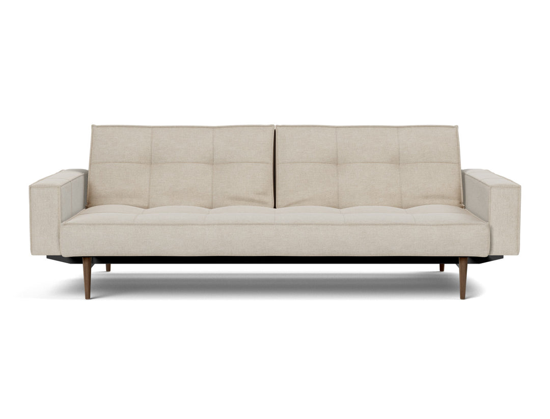 Canapea extensibila cu brate Splitback Styletto Dark Wood 115x210cm, tesatura la alegere #material_586-phobos-latte