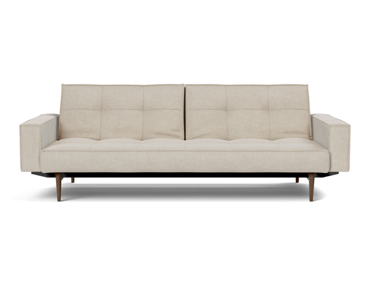 Canapea extensibila cu brate Splitback Styletto Dark Wood 115x210cm, tesatura la alegere #material_586-phobos-latte