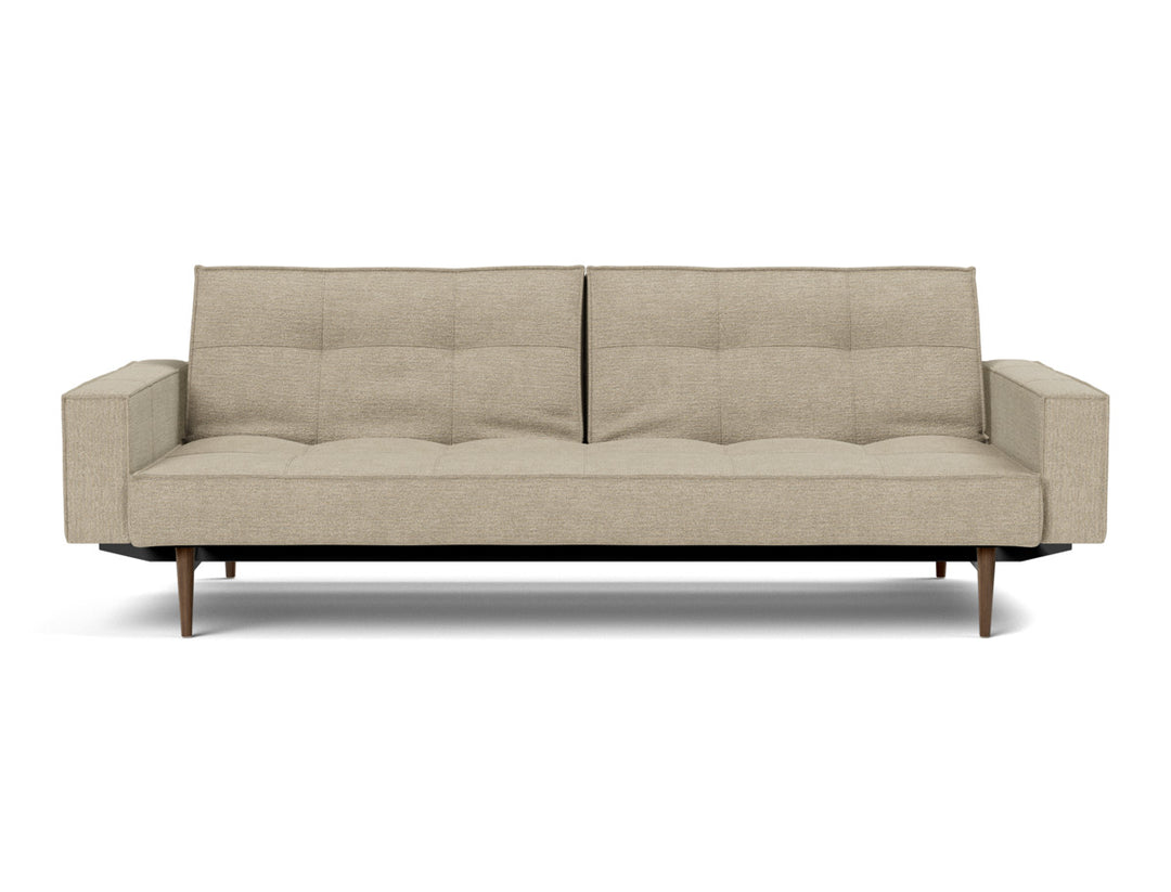 Canapea extensibila cu brate Splitback Styletto Dark Wood 115x210cm, tesatura la alegere #material_356-taura-sand