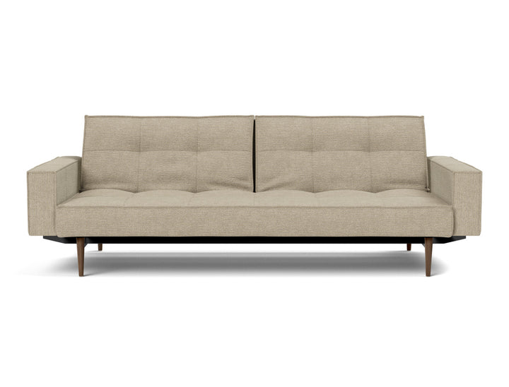 Canapea extensibila cu brate Splitback Styletto Dark Wood 115x210cm, tesatura la alegere #material_356-taura-sand