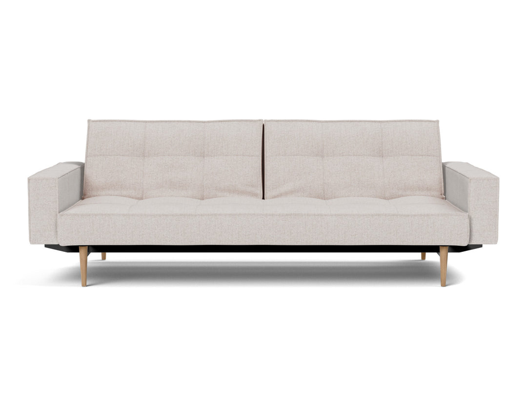 Canapea extensibila cu brate Splitback Styletto Light Wood 115x210cm, tesatura la alegere #material_300-weda-sand