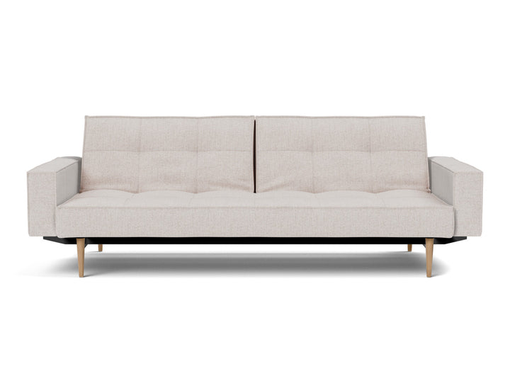 Canapea extensibila cu brate Splitback Styletto Light Wood 115x210cm, tesatura la alegere #material_300-weda-sand