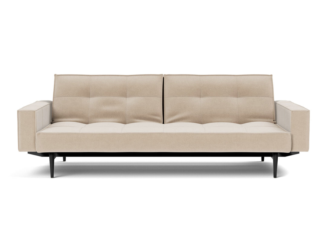 Canapea extensibila cu brate Splitback Styletto / lemn negru, tesatura la alegere #material_410-esina-almond