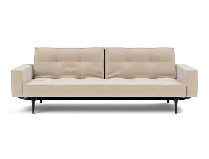 Canapea extensibila cu brate Splitback Styletto / lemn negru, tesatura la alegere #material_410-esina-almond