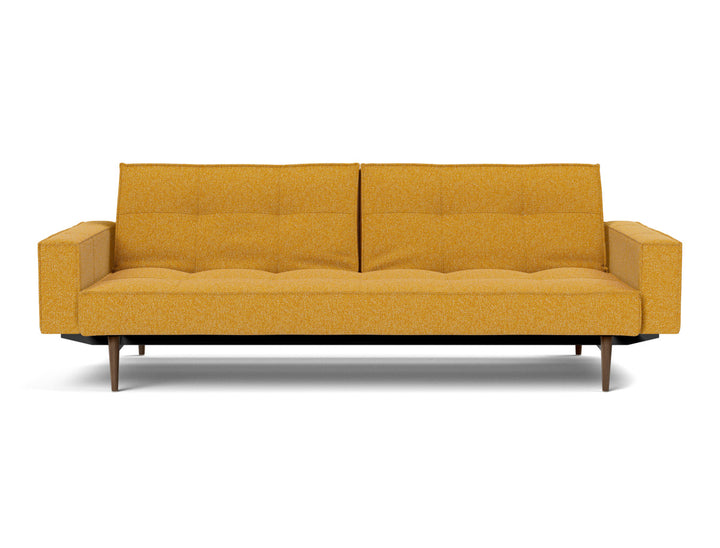 Canapea extensibila cu brate Splitback Styletto Dark Wood 115x210cm, tesatura la alegere #material_536-boucl-ochre