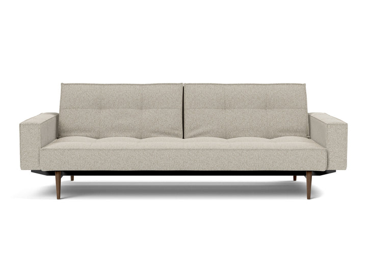 Canapea extensibila cu brate Splitback Styletto Dark Wood 115x210cm, tesatura la alegere #material_539-boucl-beige