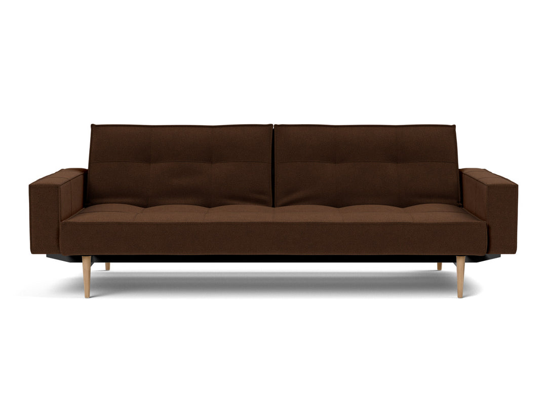 Canapea extensibila cu brate Splitback Styletto Light Wood 115x210cm, tesatura la alegere #material_359-taura-cappuccino