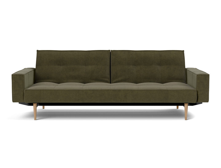 Canapea extensibila cu brate Splitback Styletto Light Wood 115x210cm, tesatura la alegere #material_316-cordufine-pine-green