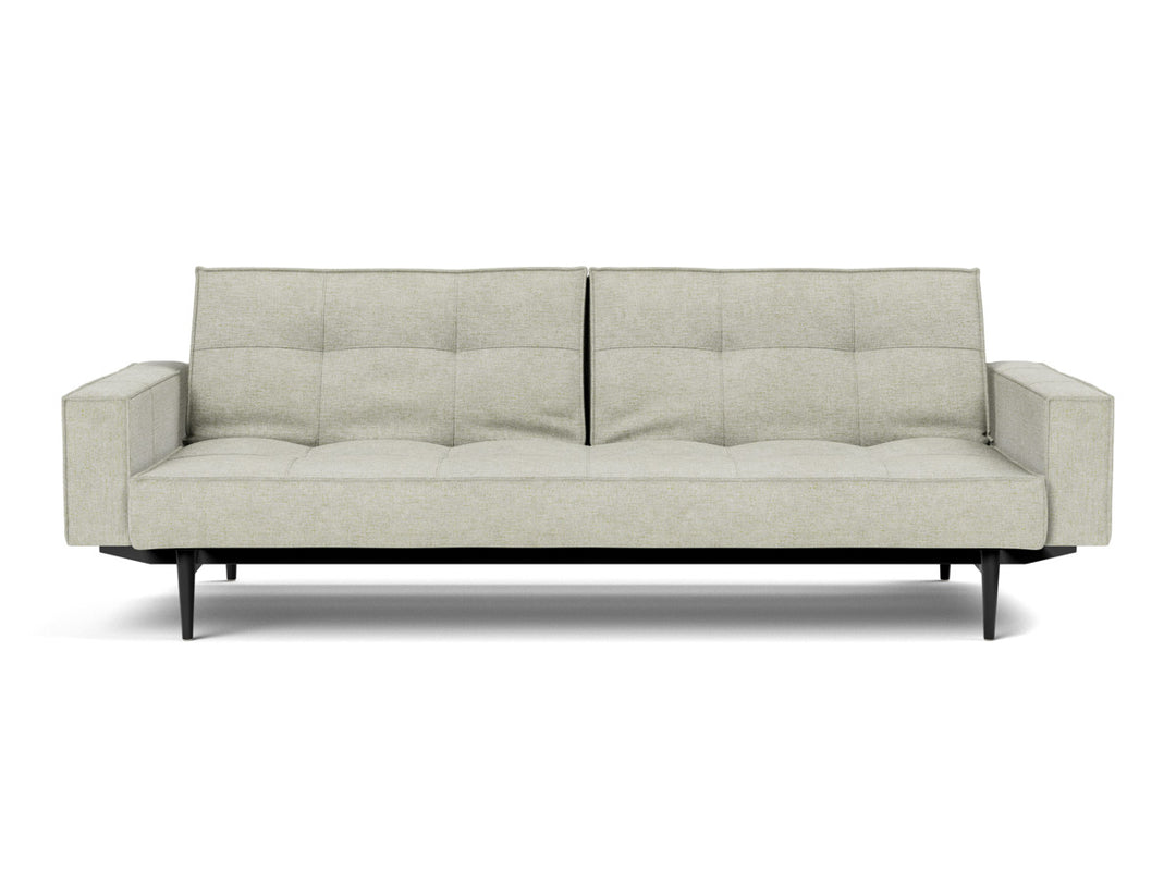 Canapea extensibila cu brate Splitback Styletto / lemn negru, tesatura la alegere #material_280-avella-sand