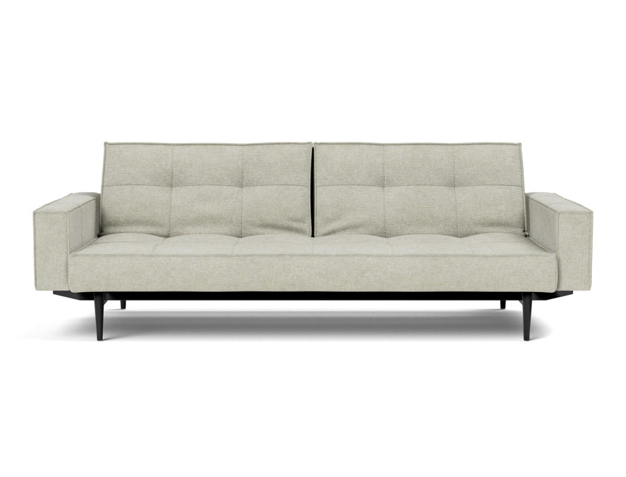 Canapea extensibila cu brate Splitback Styletto / lemn negru, tesatura la alegere #material_280-avella-sand