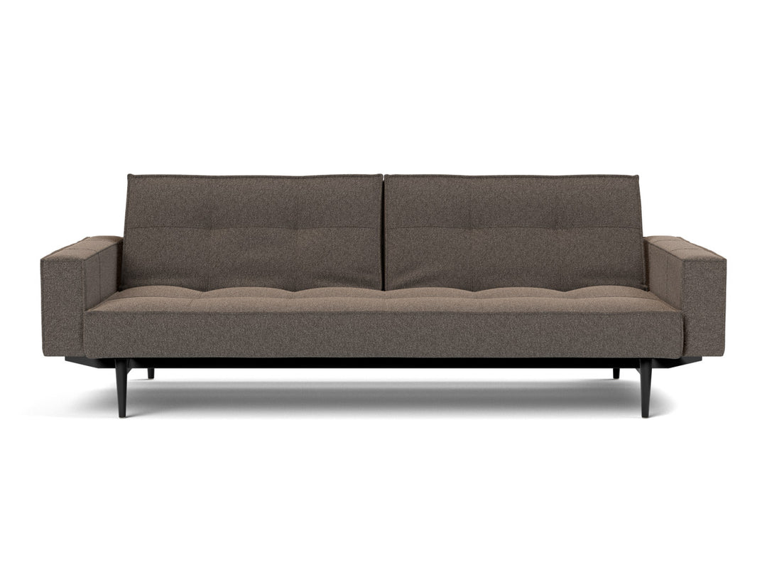 Canapea extensibila cu brate Splitback Styletto / lemn negru, tesatura la alegere #material_530-boucl-taupe