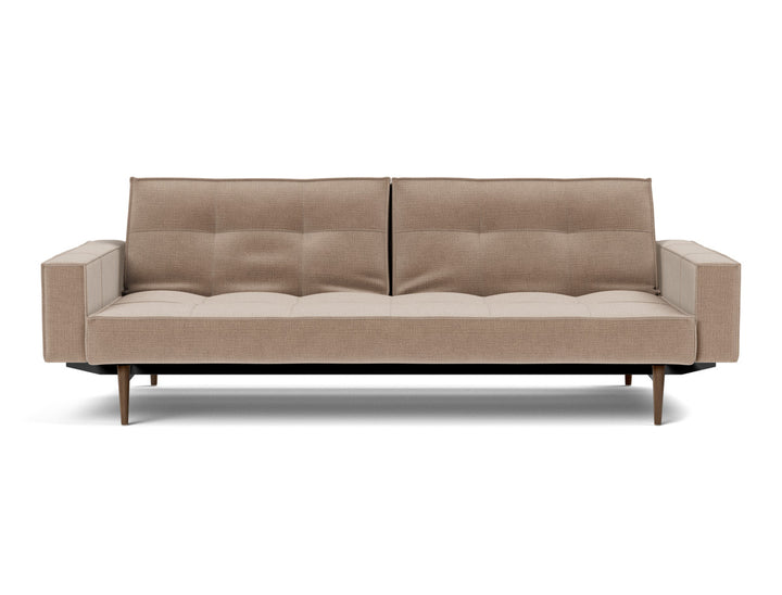 Canapea extensibila cu brate Splitback Styletto Dark Wood 115x210cm, tesatura la alegere #material_417-esina-mocha