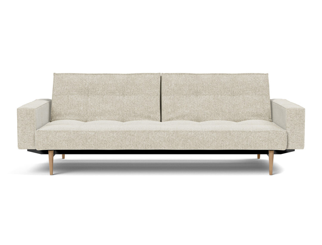 Canapea extensibila cu brate Splitback Styletto Light Wood 115x210cm, tesatura la alegere #material_357-taura-off-white