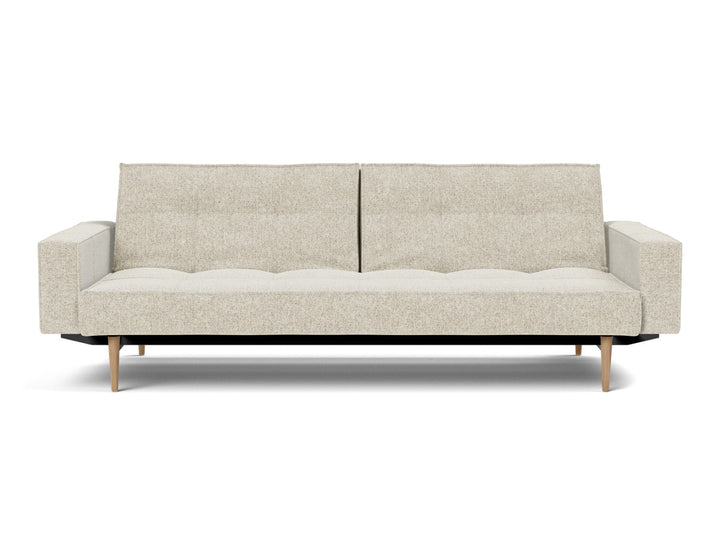Canapea extensibila cu brate Splitback Styletto Light Wood 115x210cm, tesatura la alegere #material_357-taura-off-white