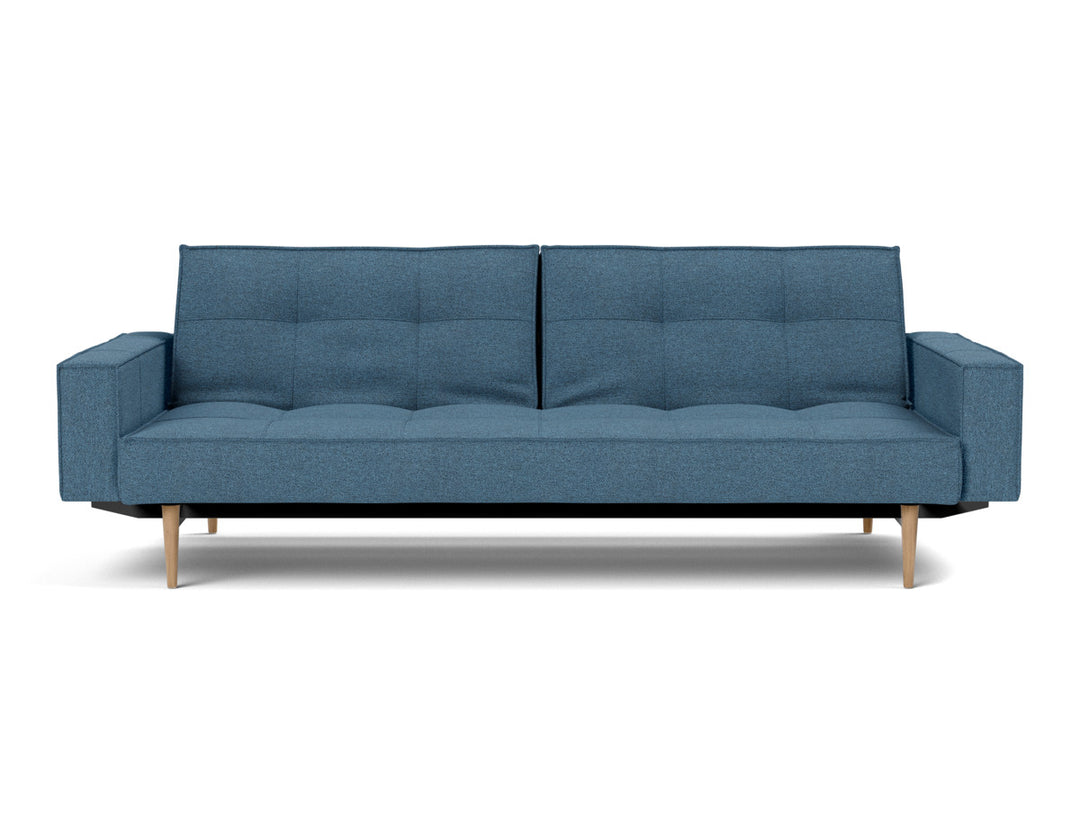 Canapea extensibila cu brate Splitback Styletto Light Wood 115x210cm, tesatura la alegere #material_302-weda-blue