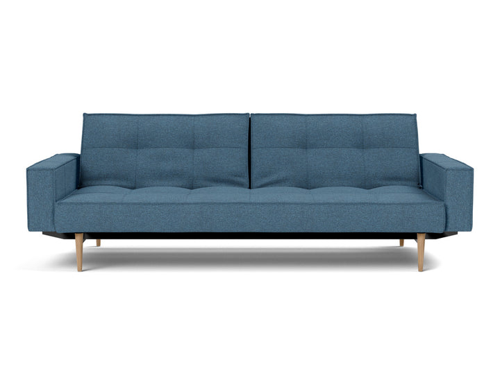 Canapea extensibila cu brate Splitback Styletto Light Wood 115x210cm, tesatura la alegere #material_302-weda-blue