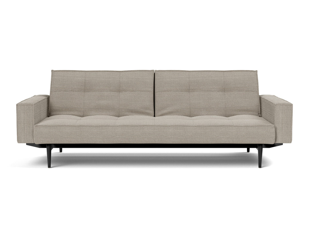 Canapea extensibila cu brate Splitback Styletto / lemn negru, tesatura la alegere #material_579-kenya-gravel
