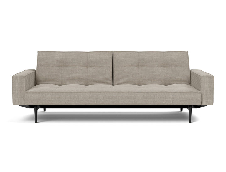Canapea extensibila cu brate Splitback Styletto / lemn negru, tesatura la alegere #material_579-kenya-gravel