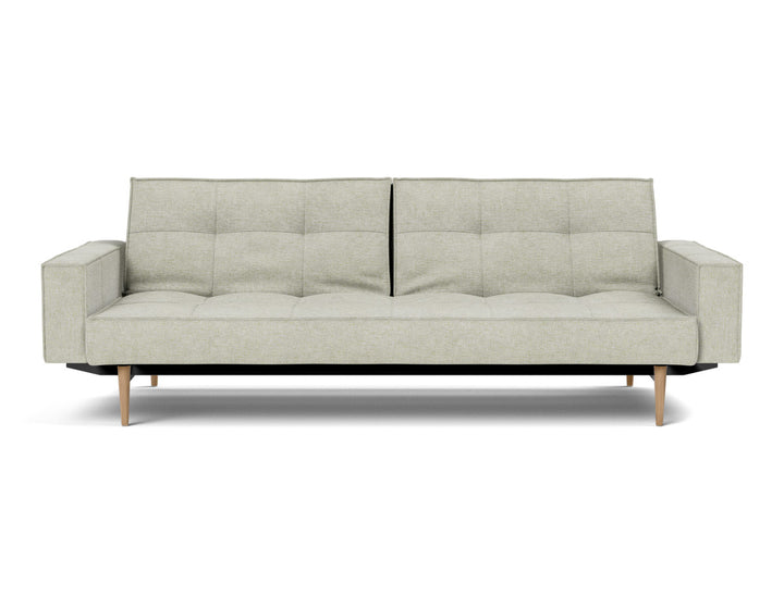 Canapea extensibila cu brate Splitback Styletto Light Wood 115x210cm, tesatura la alegere #material_280-avella-sand