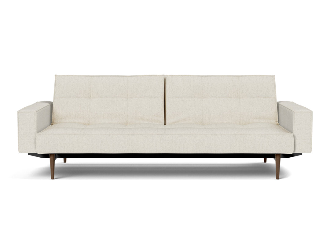 Canapea extensibila cu brate Splitback Styletto Dark Wood 115x210cm, tesatura la alegere #material_531-boucl-off-white