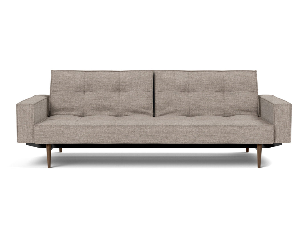 Canapea extensibila cu brate Splitback Styletto Dark Wood 115x210cm, tesatura la alegere #material_472-yuveno-warm-grey
