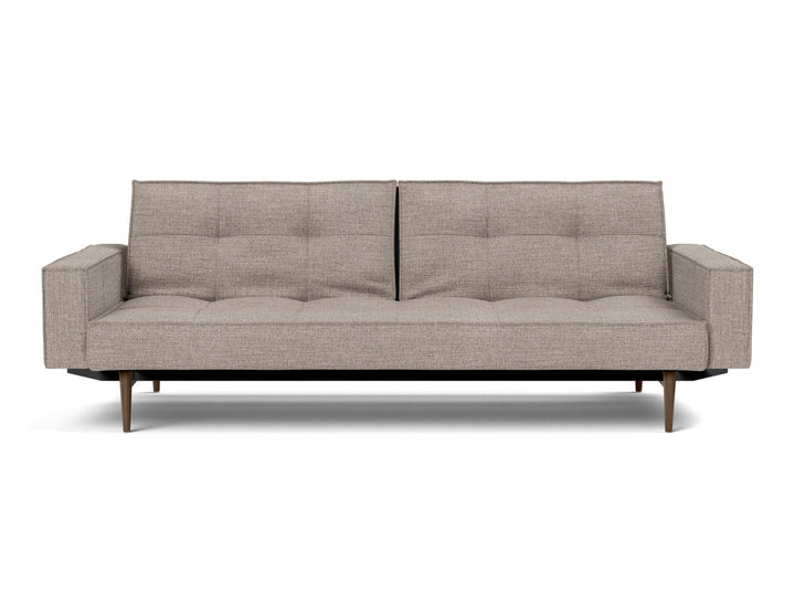 Canapea extensibila cu brate Splitback Styletto Dark Wood 115x210cm, tesatura la alegere #material_472-yuveno-warm-grey