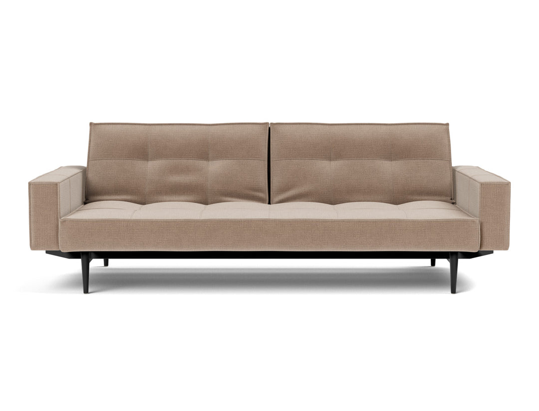 Canapea extensibila cu brate Splitback Styletto / lemn negru, tesatura la alegere #material_417-esina-mocha