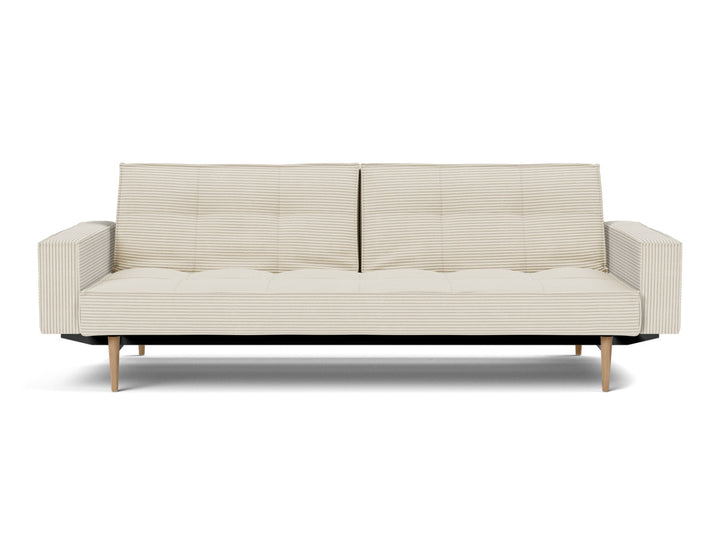 Canapea extensibila cu brate Splitback Styletto Light Wood 115x210cm, tesatura la alegere #material_594-corduroy-ivory