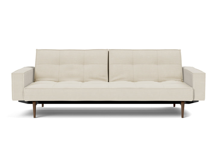 Canapea extensibila cu brate Splitback Styletto Dark Wood 115x210cm, tesatura la alegere #material_594-corduroy-ivory