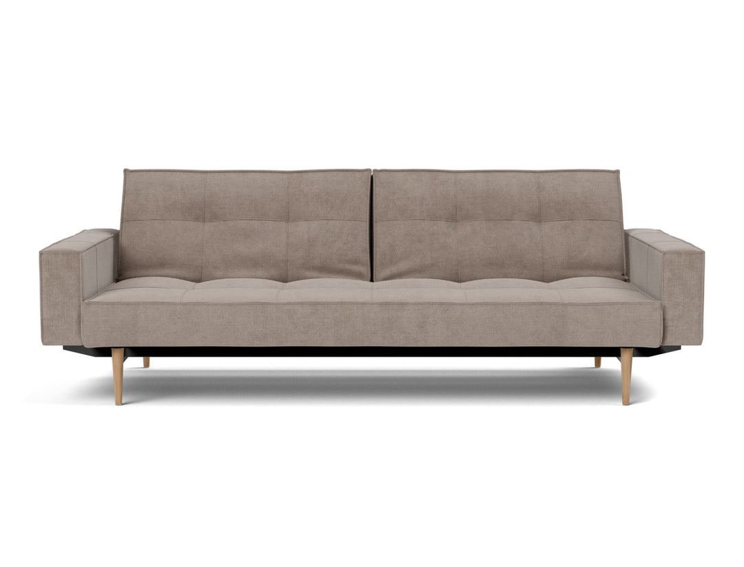 Canapea extensibila cu brate Splitback Styletto Light Wood 115x210cm, tesatura la alegere #material_318-cordufine-beige