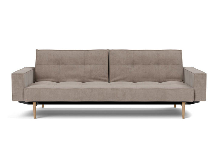 Canapea extensibila cu brate Splitback Styletto Light Wood 115x210cm, tesatura la alegere #material_318-cordufine-beige