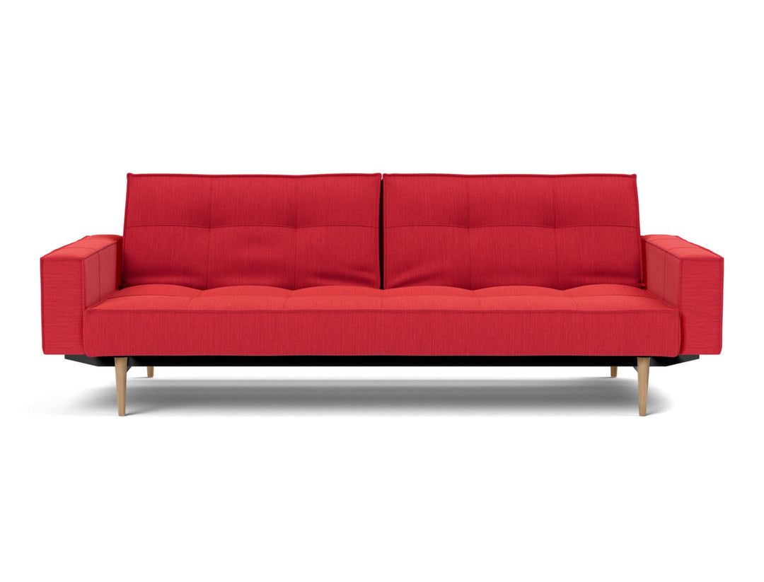 Canapea extensibila cu brate Splitback Styletto Light Wood 115x210cm, tesatura la alegere #material_511-elegance-red