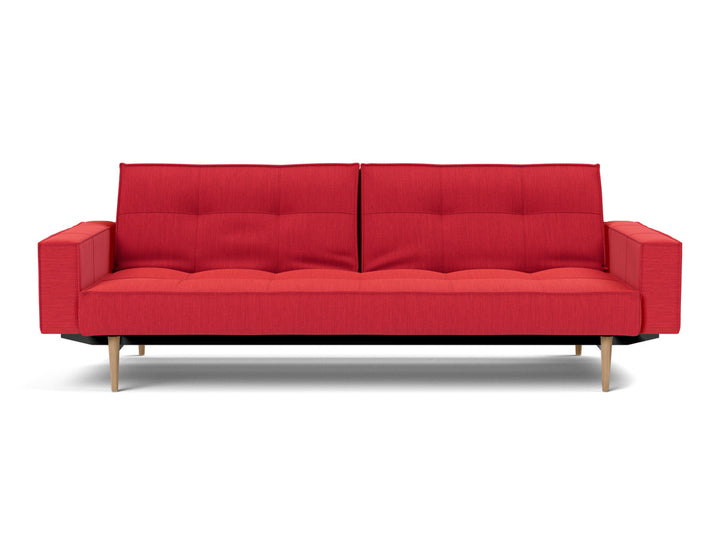 Canapea extensibila cu brate Splitback Styletto Light Wood 115x210cm, tesatura la alegere #material_511-elegance-red