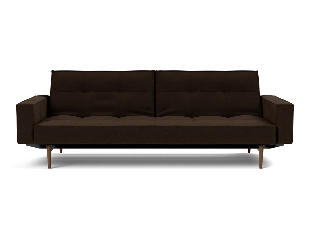 Canapea extensibila cu brate Splitback Styletto Dark Wood 115x210cm, tesatura la alegere #material_358-taura-chocco