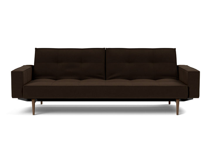 Canapea extensibila cu brate Splitback Styletto Dark Wood 115x210cm, tesatura la alegere #material_358-taura-chocco