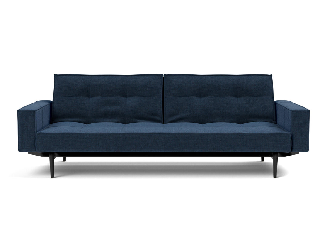 Canapea extensibila cu brate Splitback Styletto / lemn negru, tesatura la alegere #material_414-esina-indigo-blue