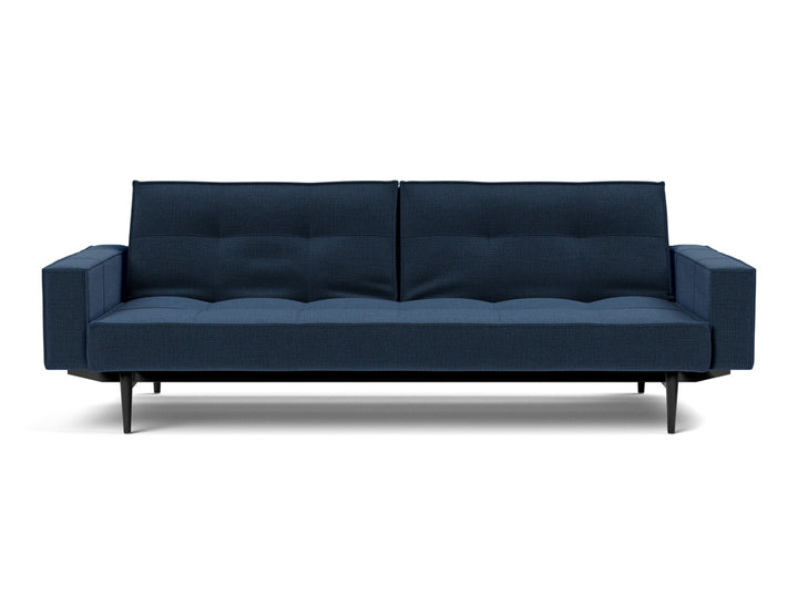 Canapea extensibila cu brate Splitback Styletto / lemn negru, tesatura la alegere #material_414-esina-indigo-blue