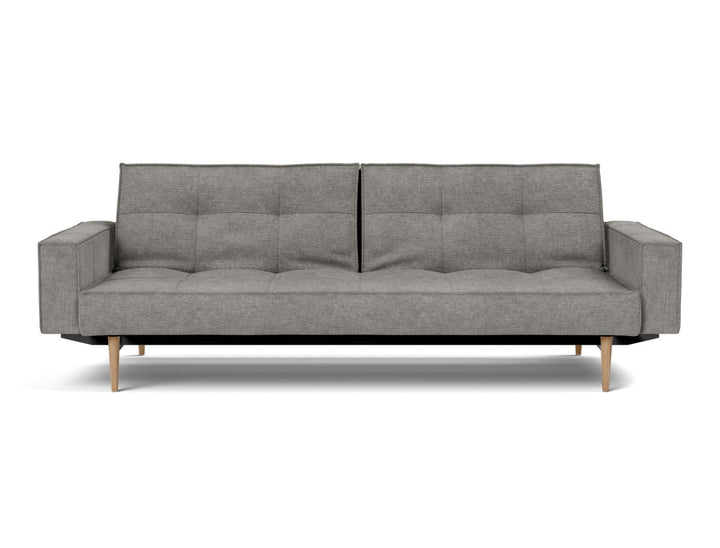 Canapea extensibila cu brate Splitback Styletto Light Wood 115x210cm, tesatura la alegere #material_282-avella-warm-grey