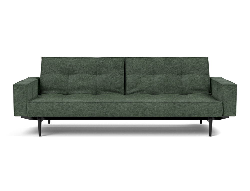 Canapea extensibila cu brate Splitback Styletto / lemn negru, tesatura la alegere #material_281-avella-pine-green