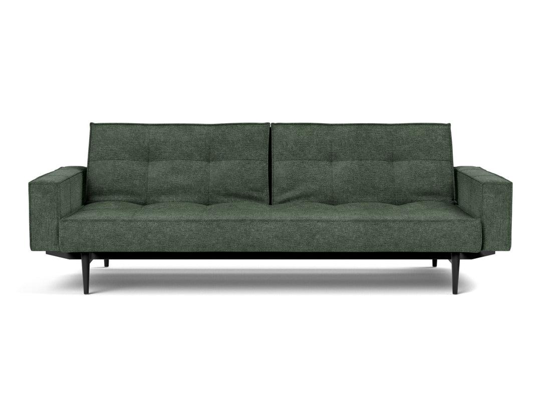 Canapea extensibila cu brate Splitback Styletto / lemn negru, tesatura la alegere #material_281-avella-pine-green