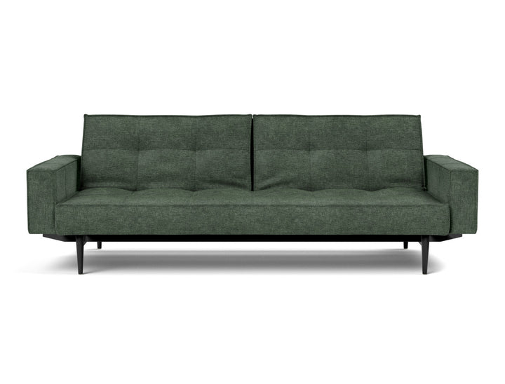Canapea extensibila cu brate Splitback Styletto / lemn negru, tesatura la alegere #material_281-avella-pine-green