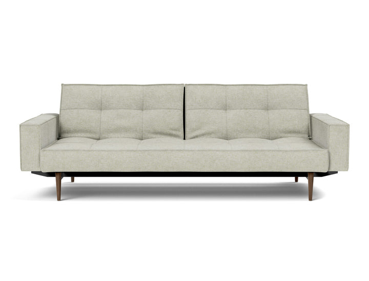 Canapea extensibila cu brate Splitback Styletto Dark Wood 115x210cm, tesatura la alegere #material_280-avella-sand
