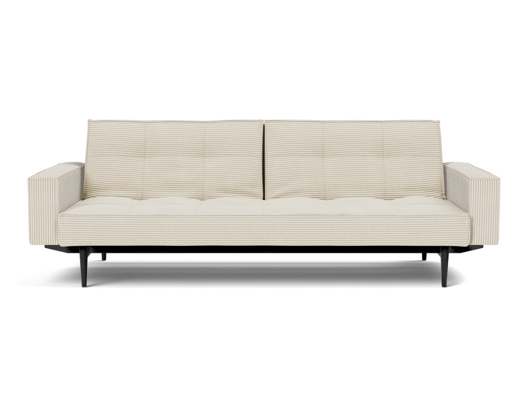 Canapea extensibila cu brate Splitback Styletto / lemn negru, tesatura la alegere #material_594-corduroy-ivory