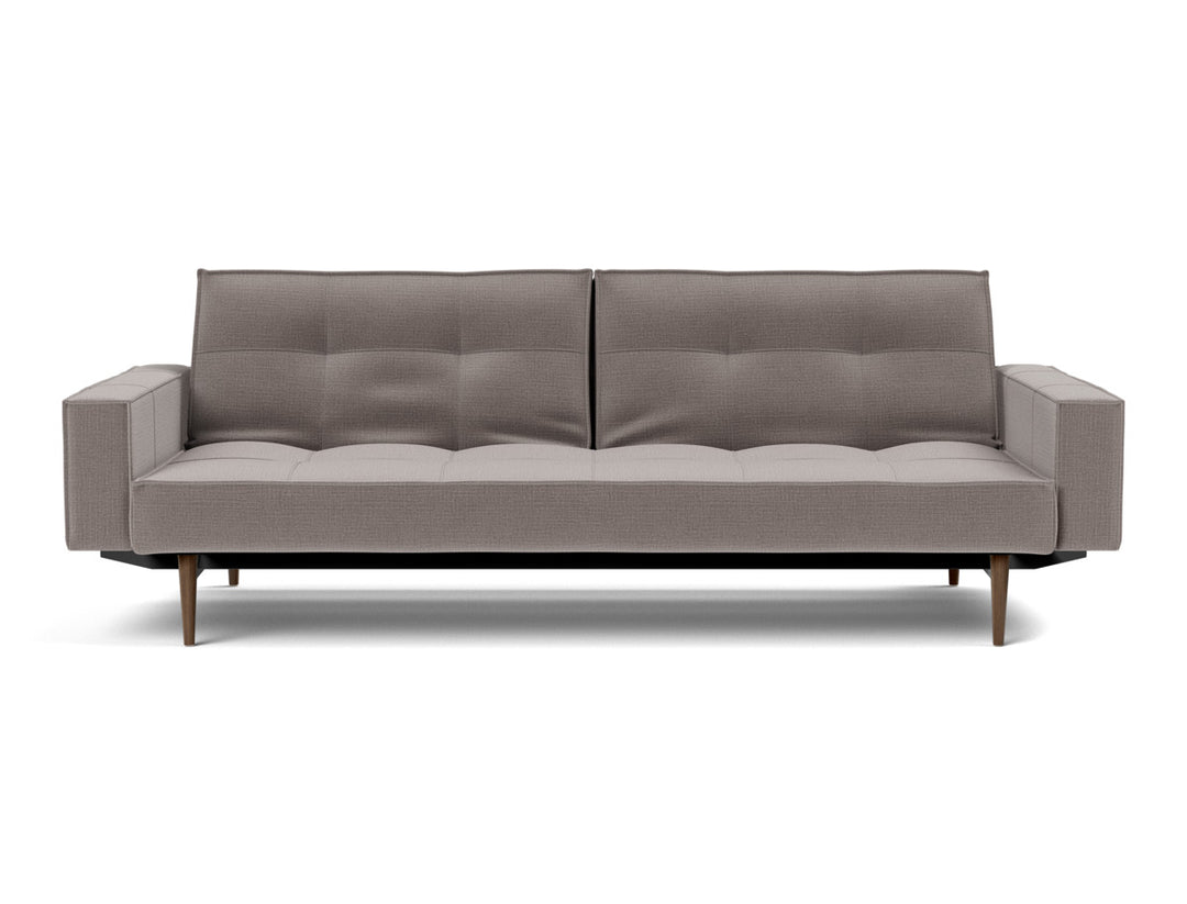 Canapea extensibila cu brate Splitback Styletto Dark Wood 115x210cm, tesatura la alegere #material_418-esina-truffle