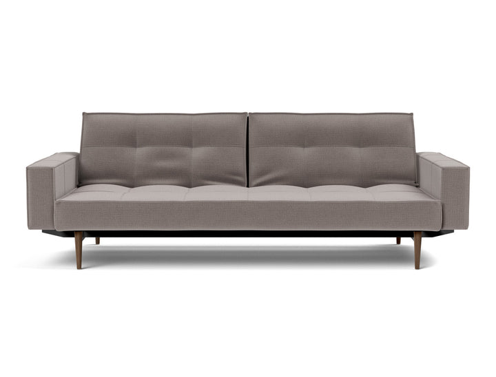 Canapea extensibila cu brate Splitback Styletto Dark Wood 115x210cm, tesatura la alegere #material_418-esina-truffle