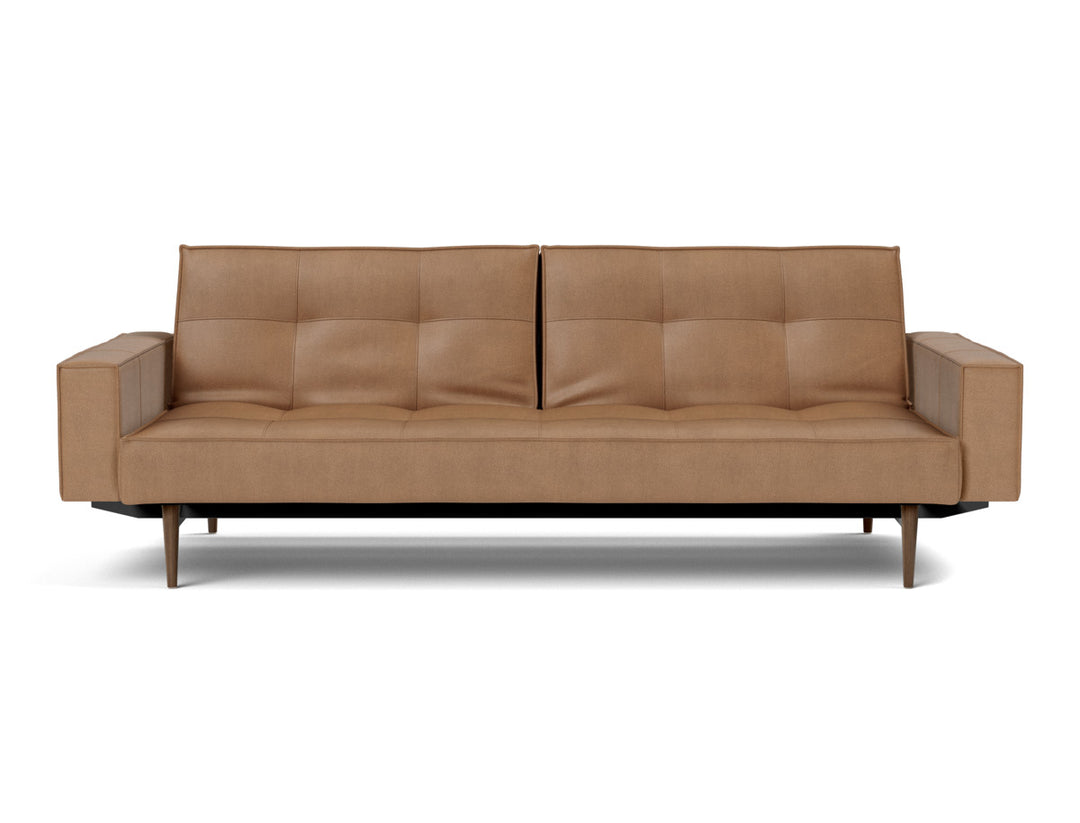 Canapea extensibila cu brate Splitback Styletto Dark Wood 115x210cm, tesatura la alegere #material_551-faunal-brown
